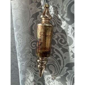 Vintage Mercury Glass Finial Christmas Ornament‎ Gold Crackle Religious Wise Men